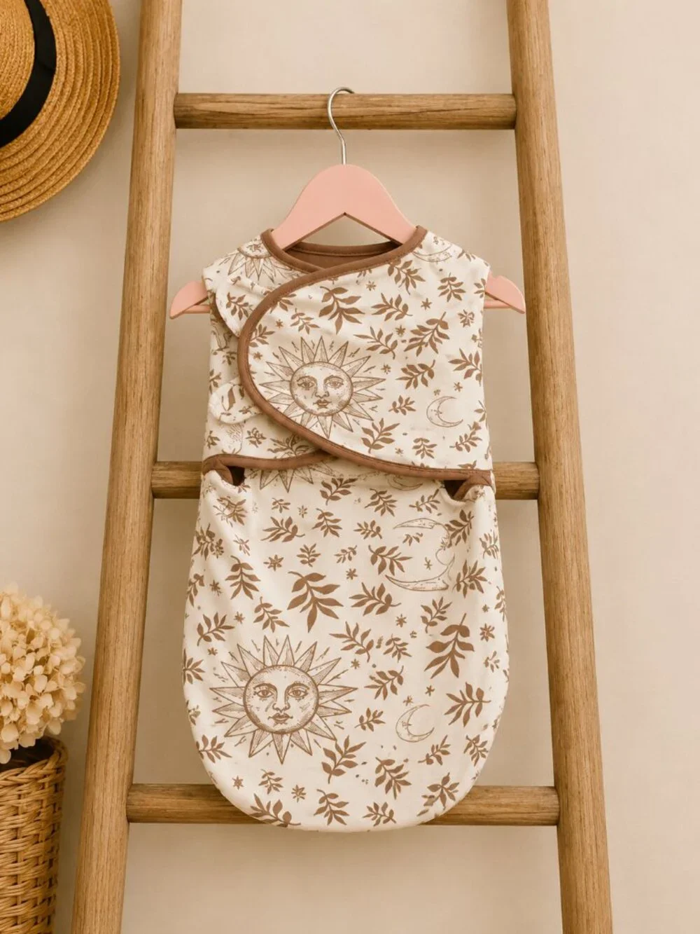 Celestial Sun & Moon Baby Swaddle Sleep Sack 3-6 Months Neutral Newborn Wrap